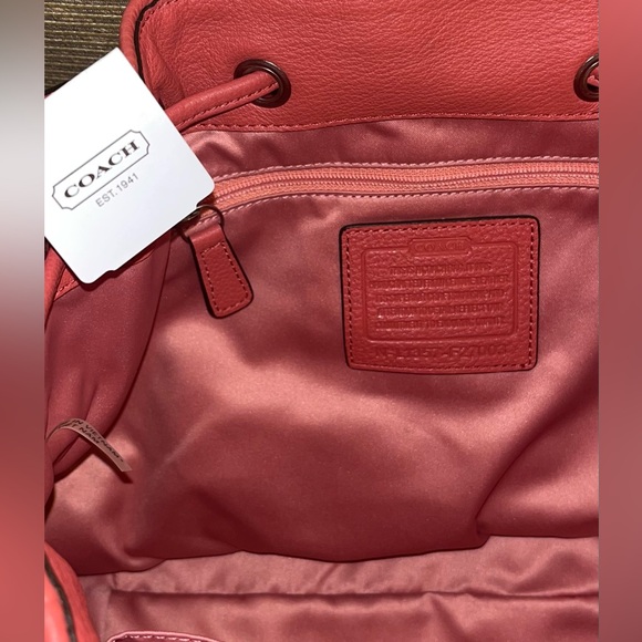 NWT COACH Avery Leather Drawstring Bucket Bag in Tea Rose/Coral - Picture 9 of 14